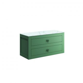 Crosswater Canvass 900 Double Drawer Unit in Sage Green