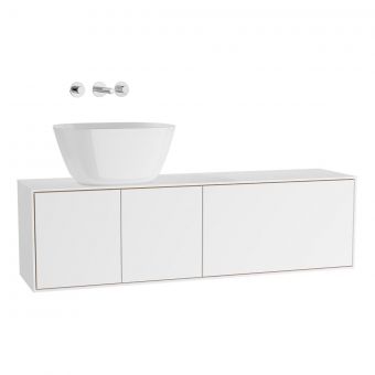VitrA Voyage 1300mm Basin Unit for Bowls with Drawer in Matt White & Natural Oak