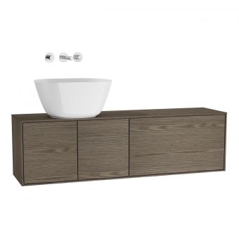 VitrA Voyage 1300mm Basin Unit for Bowls with Drawer in Taupe & Planked Sand