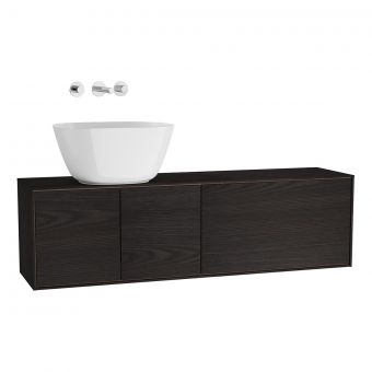 VitrA Voyage 1300mm Basin Unit for Bowls with Drawer in Flamed Grey & Natural Oak
