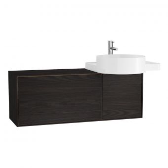 VitrA Voyage Right-Hand 1000mm Basin Unit with Drawer in Flamed Grey & Natural Oak
