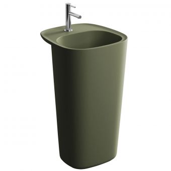 VitrA Plural Monoblock Washbasin Without Overflow in Matt Moss Green