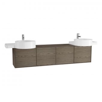 VitrA Voyage 1600mm Double Basin Unit in Taupe & Planked Sand