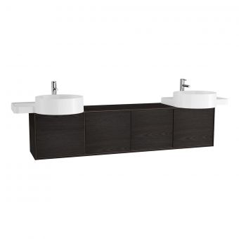 VitrA Voyage 1600mm Double Basin Unit in Flamed Grey & Natural Oak