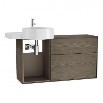 VitrA Voyage Left-Hand 1000mm Basin Unit with Exposed Area in Taupe & Planked Sand