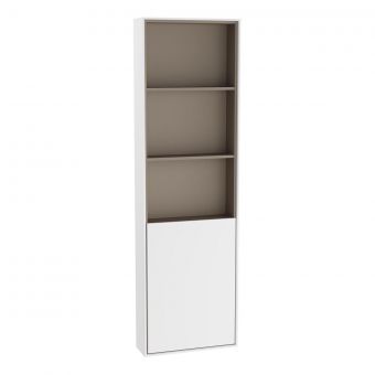 VitrA Voyage Left-Hand Tall Shelf Unit with Door in Matte White & Taupe