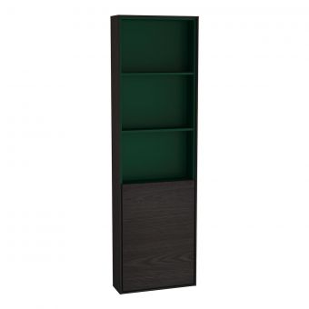 VitrA Voyage Left-Hand Tall Shelf Unit with Door in Flamed Grey & Forest Green