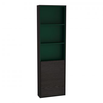 VitrA Voyage Right-Hand Tall Shelf Unit with Door in Flamed Grey & Forest Green