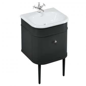 Burlington Chalfont 550mm Unit with Drawer and Roll-Top Basin with Matching Legs in Matt-Black - CH55MB