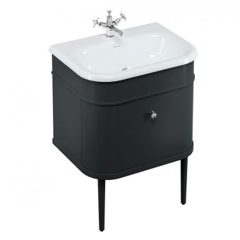 Burlington Chalfont 650mm Unit with Drawer and Roll-Top Basin with Matching Legs in Matt-Black - CH65MB