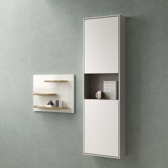 VitrA Voyage Left-Hand Tall Unit with Two Doors in Matte White & Taupe