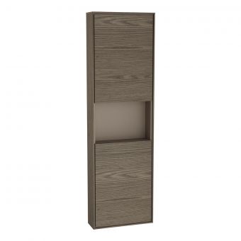 VitrA Voyage Left-Hand Tall Unit with Two Doors in Planked Sand & Taupe