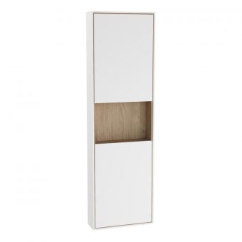 VitrA Voyage Right-Hand Tall Unit with Two Doors in Matte White & Natural Oak