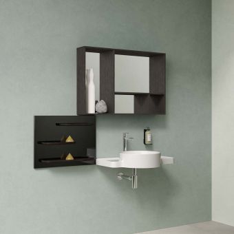 VitrA Voyage 4-Section Wall Box in Flamed Grey & Mirror