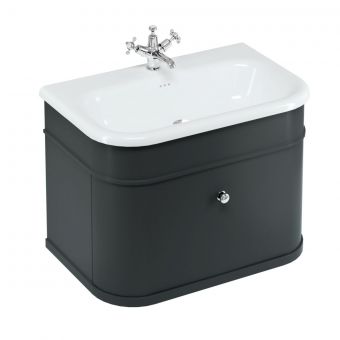 Burlington Chalfont 750mm Unit with Drawer and Roll-Top Basin in Matt-Black - CH75MB