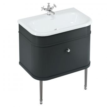 Burlington Chalfont 750mm Unit with Drawer and Roll-Top Basin in Matt-Black and Chrome - CH75MB