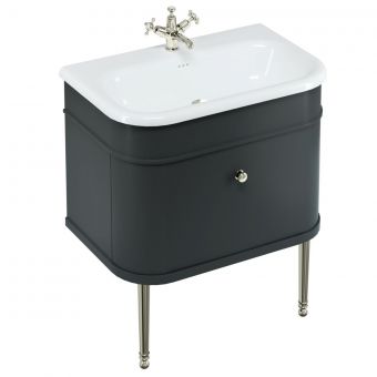 Burlington Chalfont 750mm Unit with Drawer and Roll-Top Basin in Matt-Black and Nickel - CH75MB