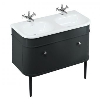 Burlington Chalfont 1000mm Basin with Drawer Unit and Legs in Matt-Black with Chrome Handles - CH100MB