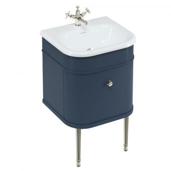 Burlington Chalfont 550mm Unit with Drawer and Roll-Top Basin in Blue and Nickel - CH55B