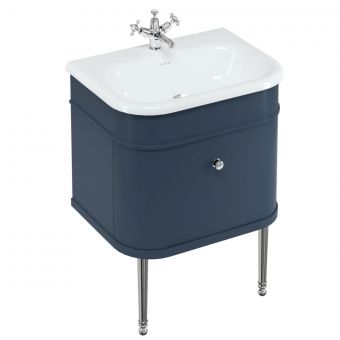 Burlington Chalfont 650mm Unit with Drawer and Roll-Top Basin in Blue and Chrome - CH65B