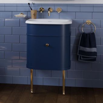 Burlington Chalfont 650mm Unit with Drawer and Roll-Top Basin in Blue and Gold - CH65B