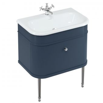 Burlington Chalfont 750mm Unit with Drawer and Roll-Top Basin in Blue and Chrome - CH75B