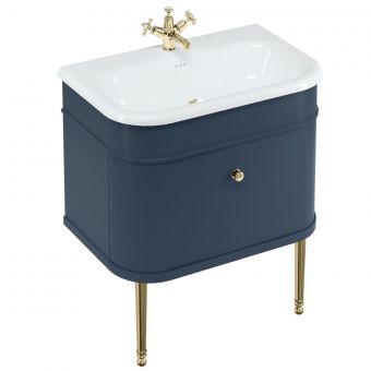 Burlington Chalfont 750mm Unit with Drawer and Roll-Top Basin in Blue and Gold - CH75B