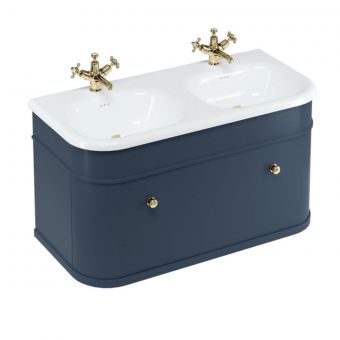 Burlington Chalfont 1000mm Basin with Drawer Unit in Blue and Gold Handles - CH100B