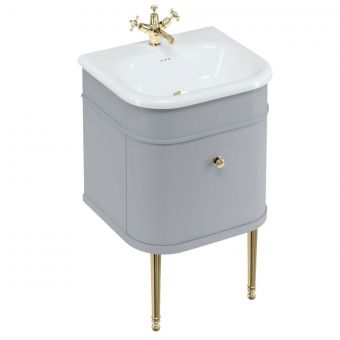 Burlington Chalfont 550mm Unit with Drawer and Roll-Top Basin in Classic Grey and Gold - CH55G
