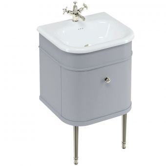 Burlington Chalfont 550mm Unit with Drawer and Roll-Top Basin in Classic Grey and Nickel - CH55G