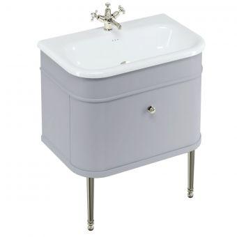 Burlington Chalfont 750mm Unit with Drawer and Roll-Top Basin in Classic Grey and Nickel - CH75G