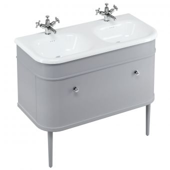 Burlington Chalfont 1000mm Basin with Drawer Unit and Legs in Classic Grey and Chrome Handles - CH100G