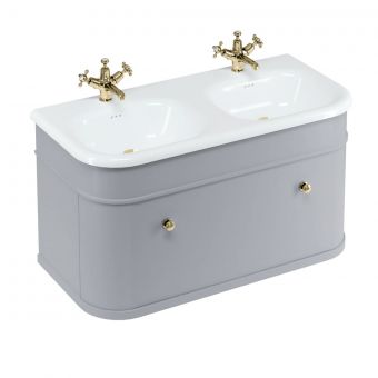 Burlington Chalfont 1000mm Basin with Drawer Unit in Classic Grey and Gold Handles - CH100G