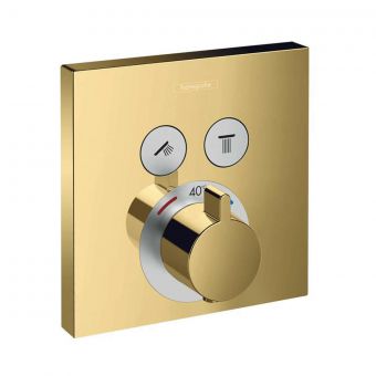Hansgrohe ShowerSelect Concealed Thermostatic Shower Valve with 2 outlets - Polished Gold