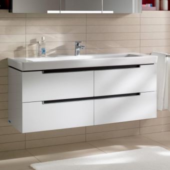 Villeroy & Boch Subway 2.0 XL vanity unit with 4 Drawers - Glossy White  1287mm x 520mm