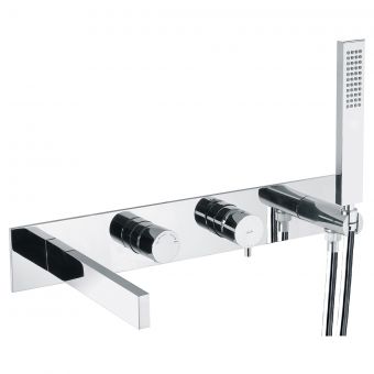Abode Cyclo Wall Mounted Bath Shower Mixer with Shower Handset in Chrome