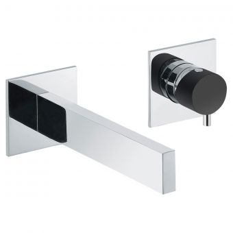 Abode Cyclo Wall Mounted 2-Hole Bath Mixer in Matt Black and Chrome