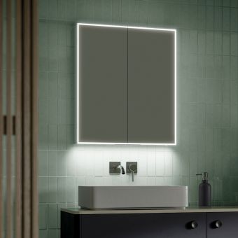 HIB Exos 60 LED Illuminated Aluminium Mirror Cabinet - 600 x 700mm