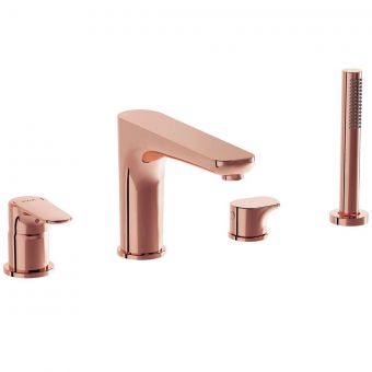VitrA Root Round Deck-Mounted Bath Mixer with Hand Shower in Copper - A4274326