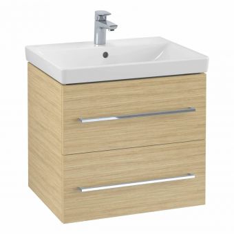 Villeroy and Boch Avento Oak Wall Hung 2-Drawer Vanity Unit without Basin - 600mm
