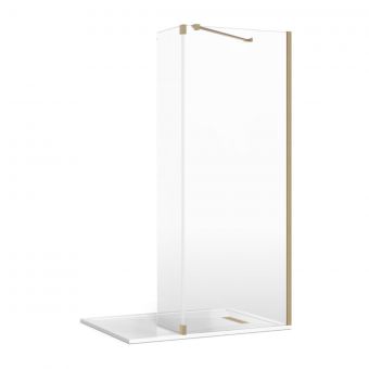Crosswater Gallery 8 Recess Shower Enclosure with Fixed Deflector and Angled Support in Brushed Brass