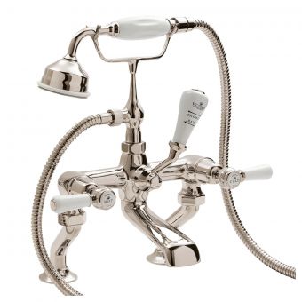 BC Designs Victrion Lever Two Hole Deck Mounted Bath Shower Mixer Tap - Brushed Nickel