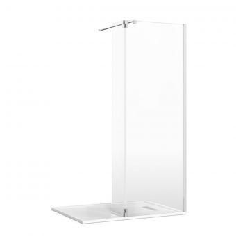 Crosswater Gallery 8 Recess Shower Enclosure with Hinged Deflector and Wall Support in Polished Stainless Steel