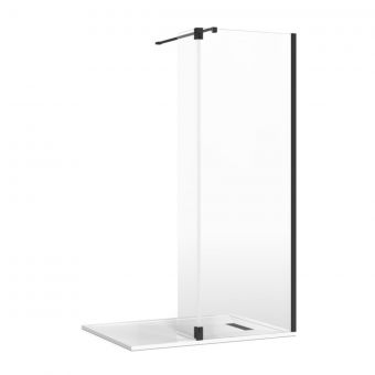 Crosswater Gallery 8 Recess Shower Enclosure with Hinged Deflector and Wall Support in Matt Black