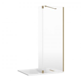 Crosswater Gallery 8 Recess Shower Enclosure with Hinged Deflector and Angled Support in Brushed Brass