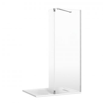 Crosswater Gallery 8 Recess Shower Enclosure with Hinged Deflector and Angled Support in Brushed Stainless Steel