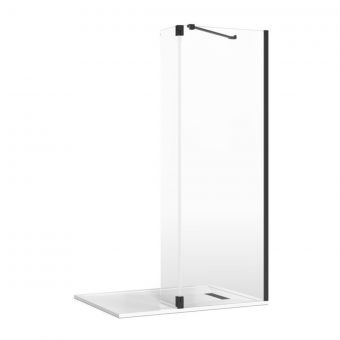 Crosswater Gallery 8 Recess Shower Enclosure with Hinged Deflector and Angled Support in Matt Black