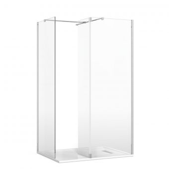 Crosswater Gallery 8 Corner Shower Enclosure with Fixed Deflector and T-Support in Brushed Stainless Steel