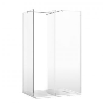 Crosswater Gallery 8 Corner Shower Enclosure with Fixed Deflector and T-Support in Polished Stainless Steel