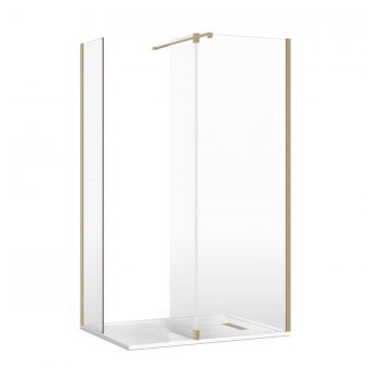 Crosswater Gallery 8 Corner Shower Enclosure with Fixed Deflector and Wall Support in Brushed Brass